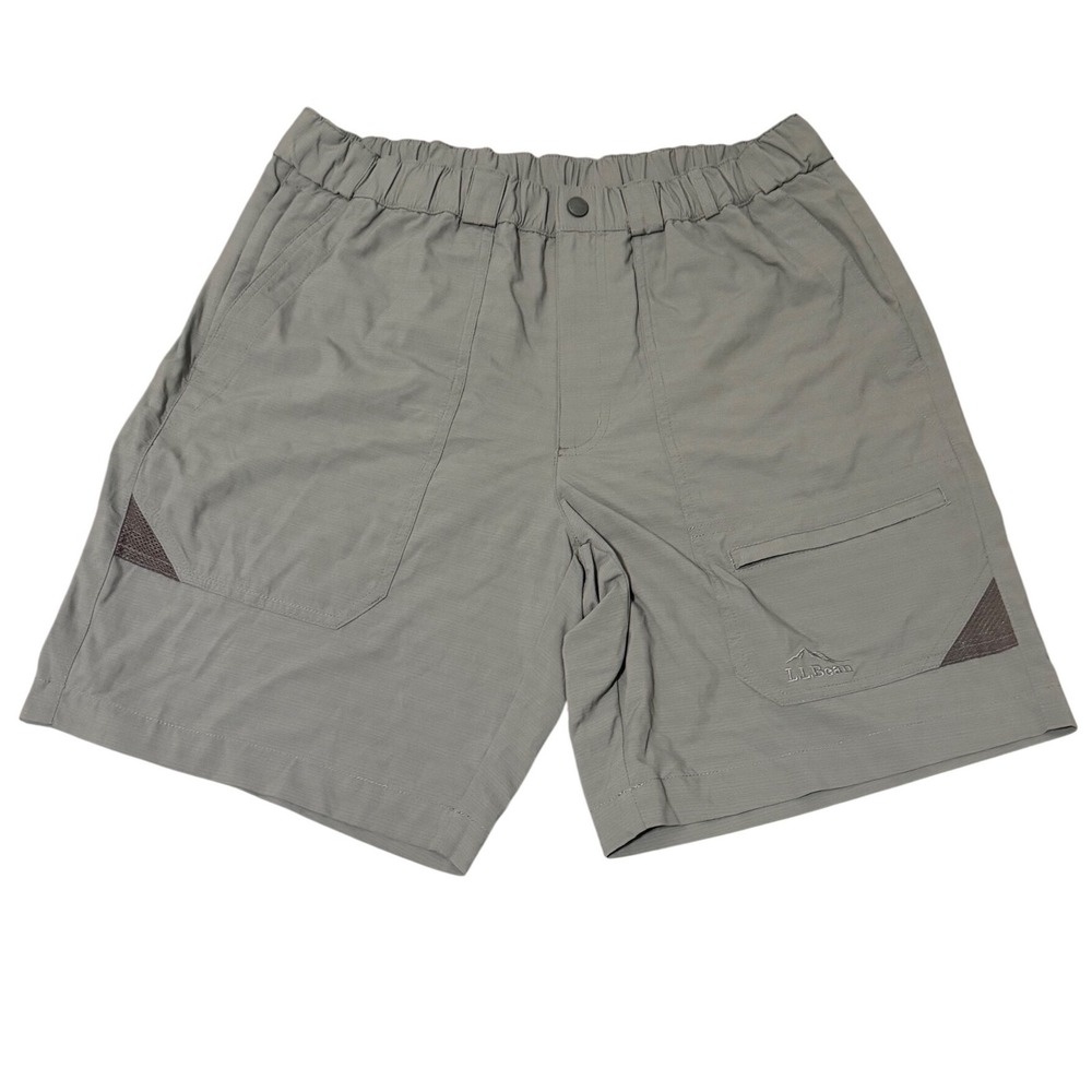LL Bean Mens Size Medium Hiking Shorts Gray Nylon Mesh Liner Cargo Pockets